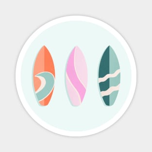 Pink, orange and teal retro surfboards Magnet